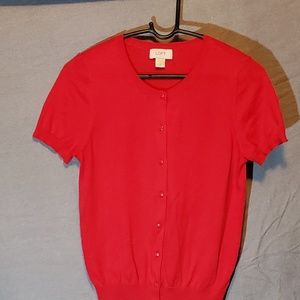 Red Short Sleeved Light Weight Cardigan
